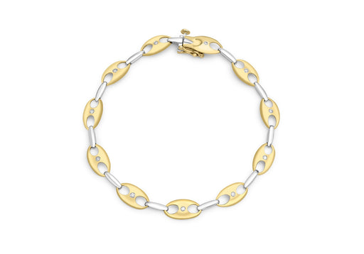 9ct 2-Colour Gold 0.20t Diamond Set Link Bracelet