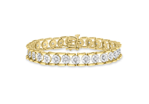 9ct 2-Colour Gold 1.00t Diamond Disc Link Bracelet 18m/7"9