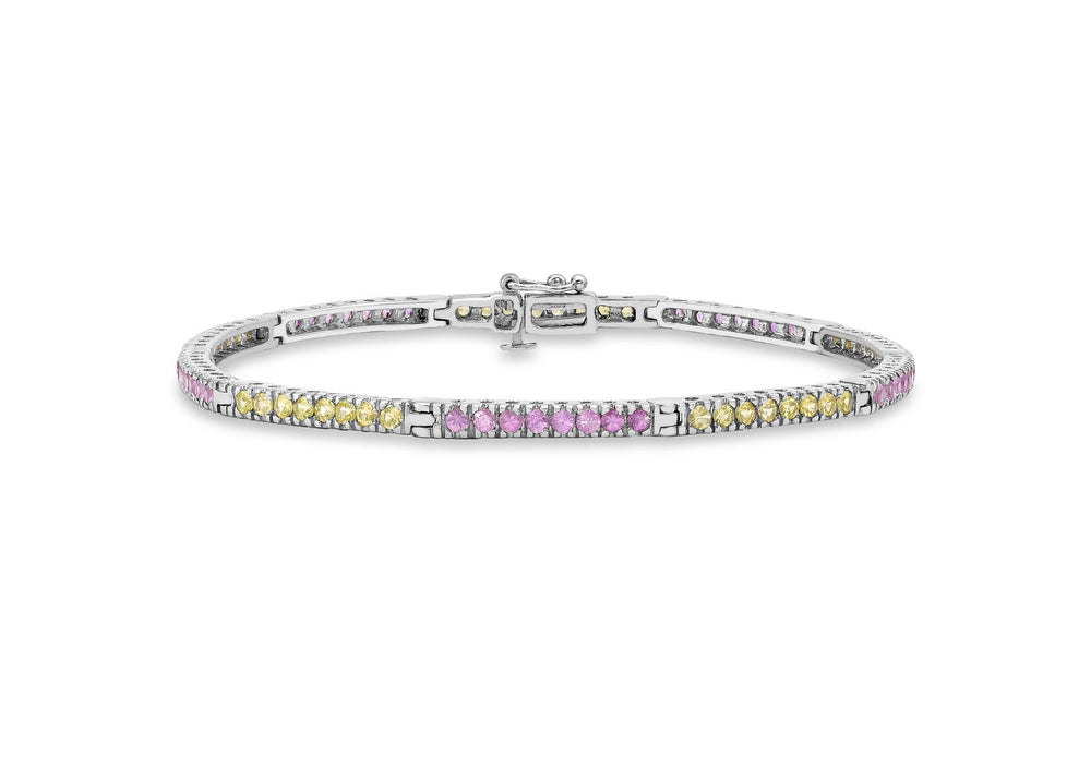 9ct White Gold Pink and Yellow Sapphire Bar Bracelet