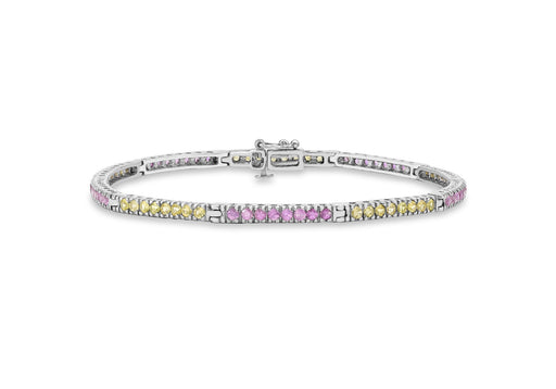 9ct White Gold Pink and Yellow Sapphire Bar Bracelet