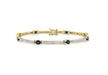 9ct Yellow Gold 0.12ct Diamond and Sapphire Bar Link Bracelet