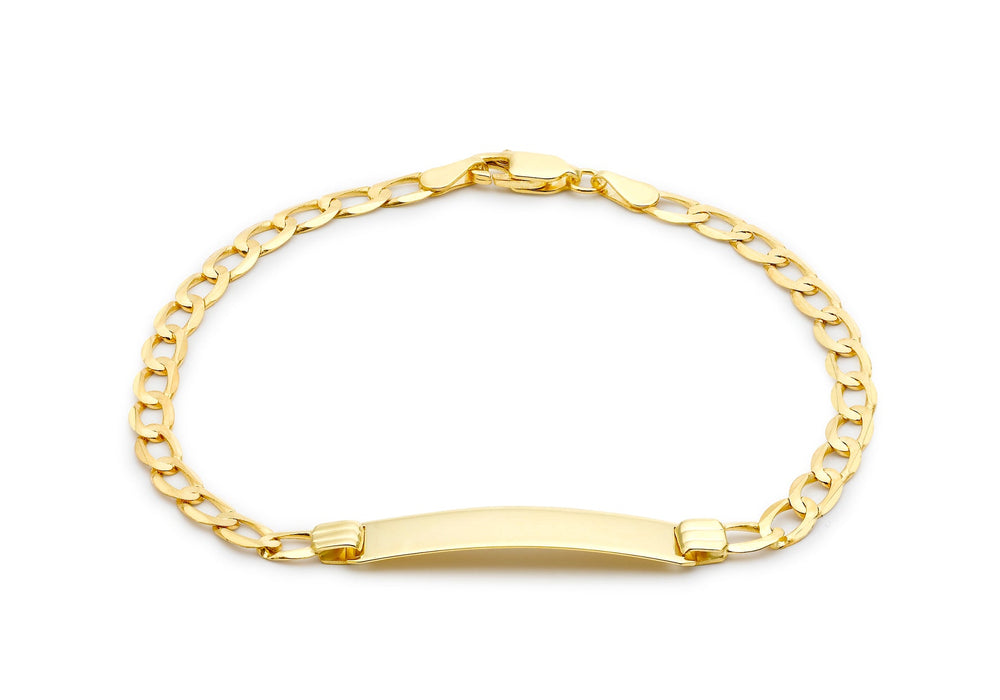 9ct Yellow Gold 25mm x 5.5mm Flat 100 Curb ID Bracelet 18m/7"9