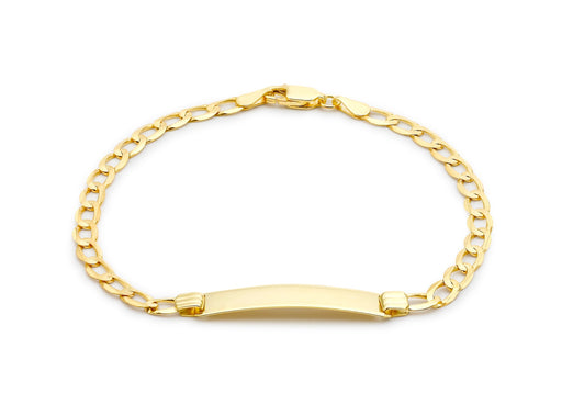 9ct Yellow Gold 25mm x 5.5mm Flat 100 Curb ID Bracelet 18m/7"9