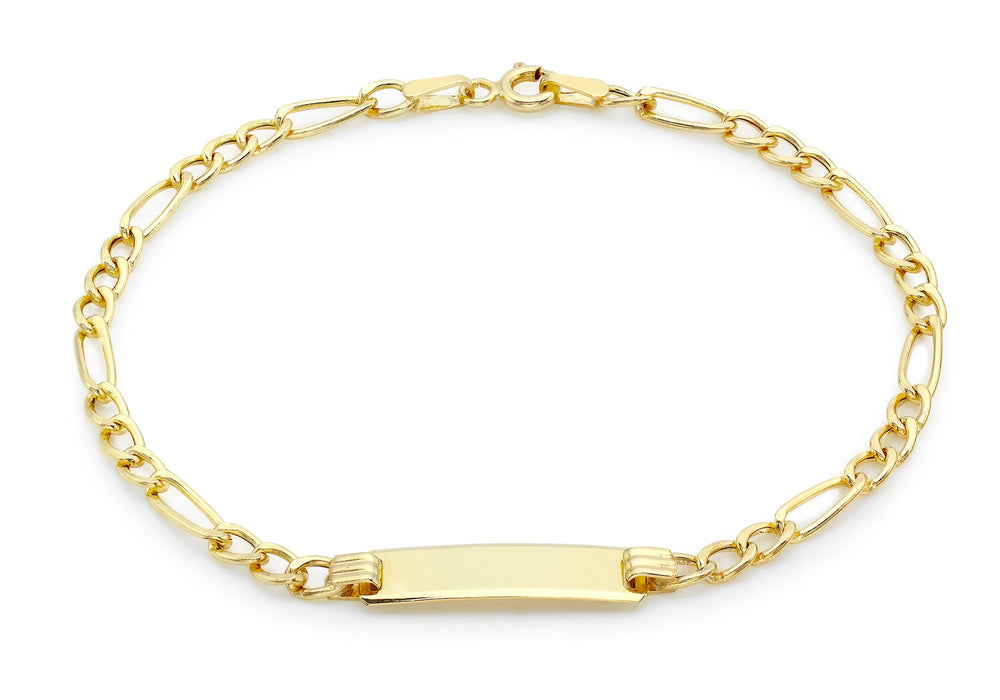 9ct Yellow Gold 19.5mm x 4.9mm Hollow Figaro ID Bracelet 18m/7"9