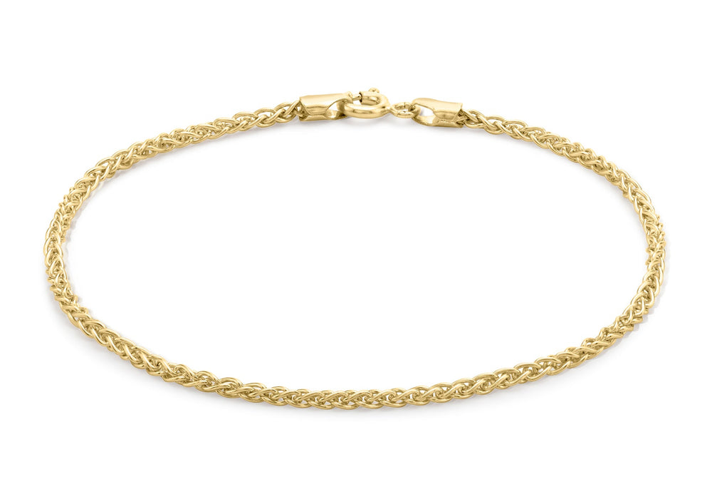 9ct Yellow Gold 050 Spiga Chain Bracelet 19m/7.5"9