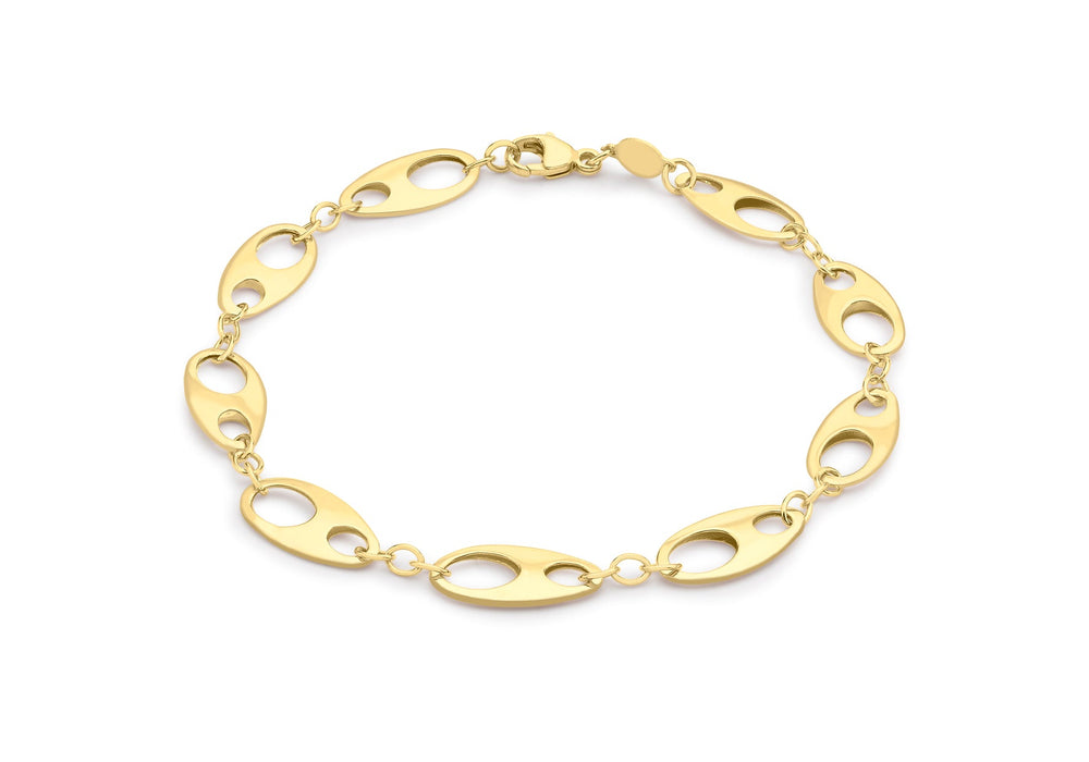 9ct Yellow Gold Flat Elliptic Anchor Link Bracelet