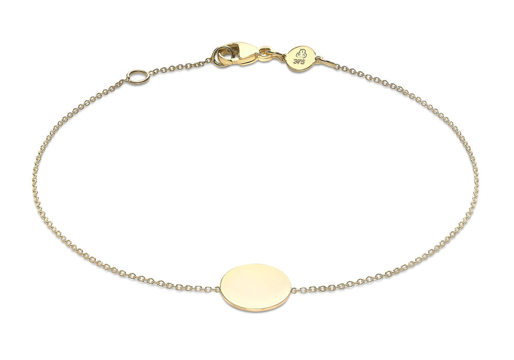 9ct Yellow Gold 10mm Disc Adjustable Bracelet 18m/7"-19m/7.5"9