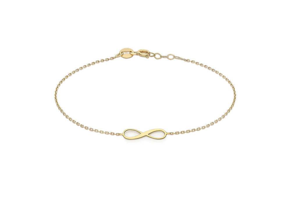 9ct Yellow Gold 15.5mm x 4.8mm Infinity Adjustable Bracelet 18m/7"-19m/7.5"9