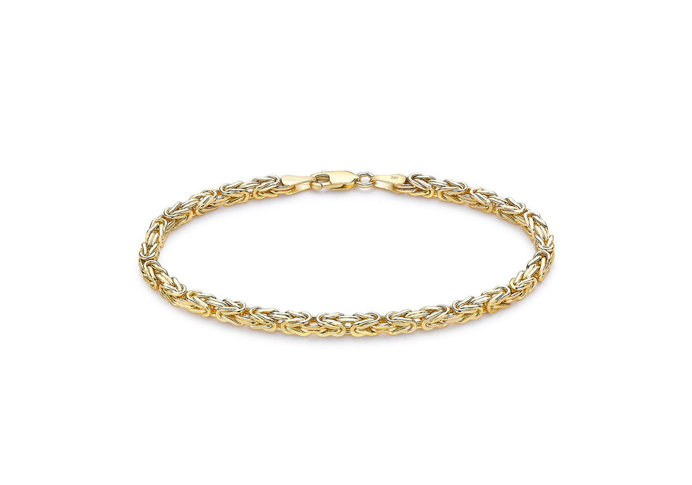 9ct Yellow Gold 3.3mm Square Byzantine Chain Bracelet 19m/7.5"9