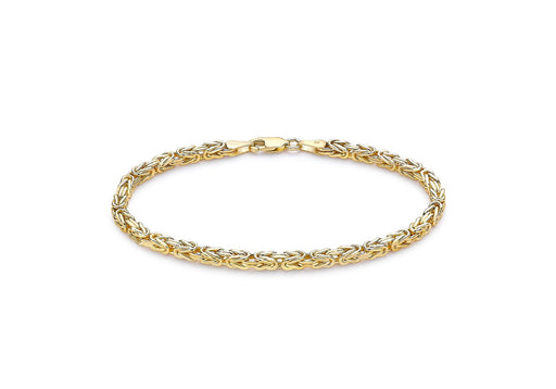 9ct Yellow Gold 3.3mm Square Byzantine Chain Bracelet 19m/7.5"9