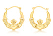 9ct Yellow Gold Claddagh Creole Earrings