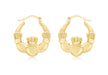 9ct Yellow Gold Claddagh Creole Earrings