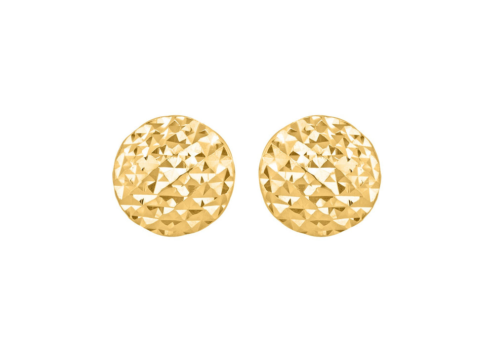 9ct Yellow Gold 7.7mm Diamond Cut Pyramid Button Stud Earrings