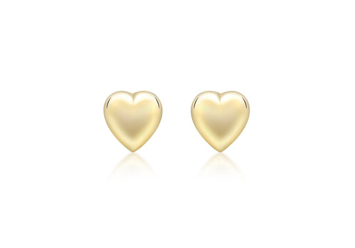 9ct Yellow Gold Puffed Heart Stud Earrings