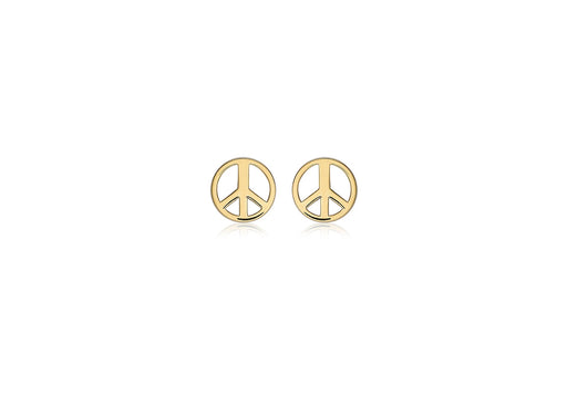 9ct Yellow Gold Peace Sign Stud Earrings