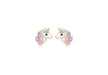 9ct Yellow Gold Enamel Unicorn Stud Earrings