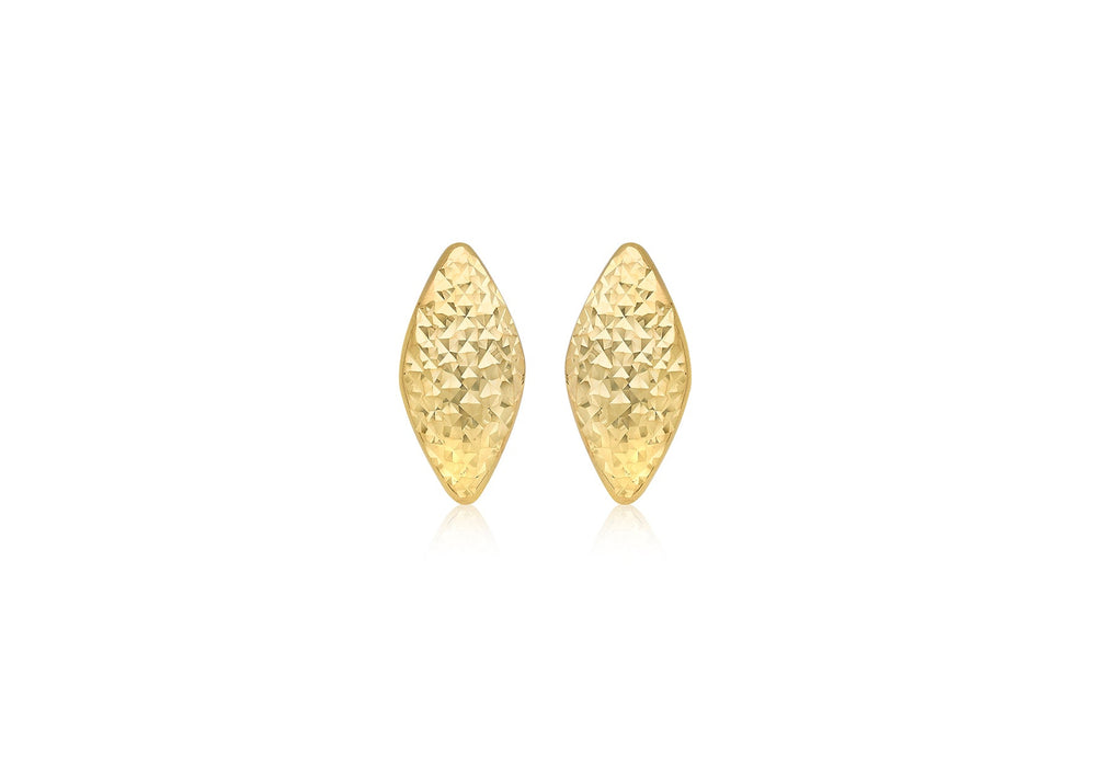 9ct Yellow Gold Diamond Cut Curved Rhombus Stud Earrings