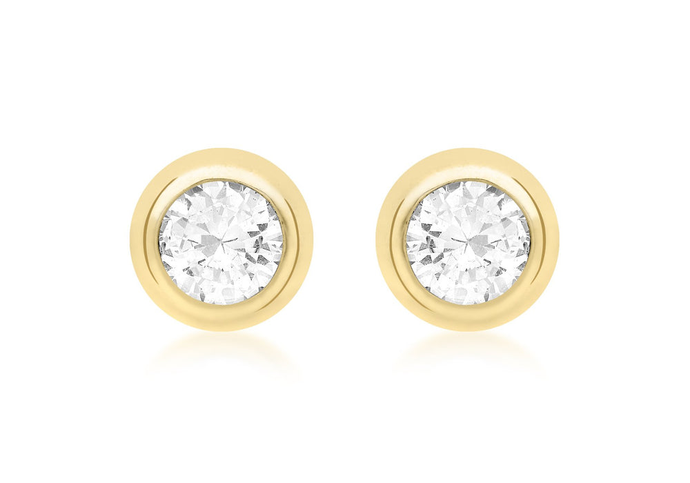 9ct Gold Round Doughnut CZ Stud Earrings