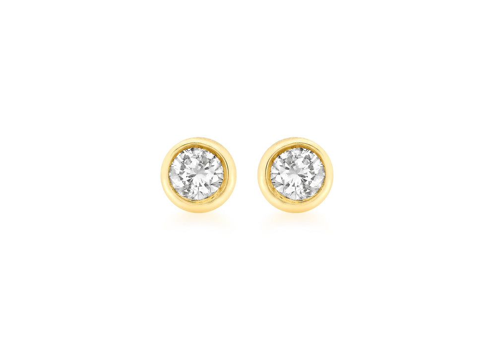 9ct Yellow Gold 0.20t Diamond 4.5mm Round Stud Earrings