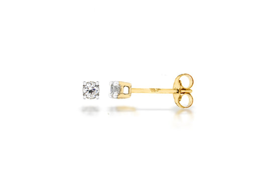 9ct Yellow Gold 0.25t Diamond Solitaire 3mm Stud Earrings