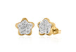 9ct Yellow Gold 0.15t Diamond Flower Stud Earrings