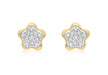 9ct Yellow Gold 0.17t Diamond Pave Set Flower Stud Earrings