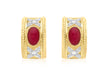 9ct Yellow Gold 0.07t Diamond and Ruby Half-Band Earrings