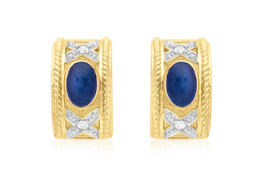 9ct Yellow Gold 0.07ct Diamond and Sapphire Half-Band Earrings