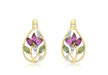 9ct Yellow Gold 0.02t Diamond and Tourmaline Lotus Drop Earrings