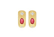 9ct Yellow Gold 0.04t Diamond and Cabochon Ruby Half-Hoop Earrings