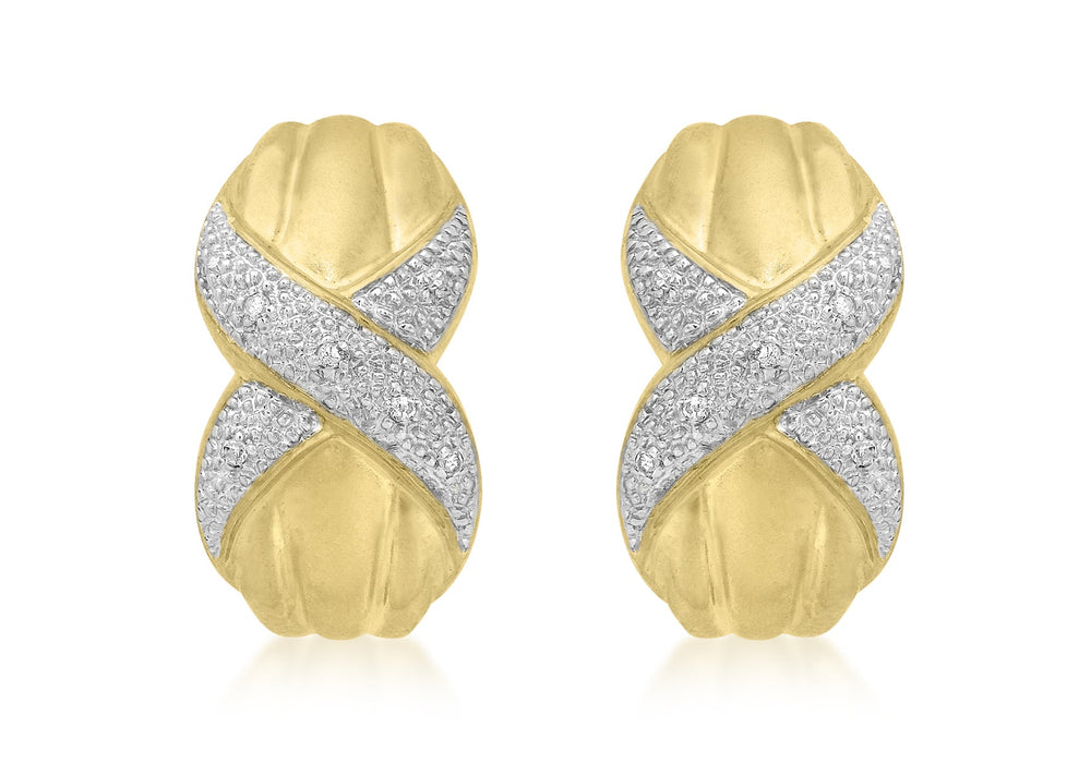 9ct Yellow Gold 0.07t Diamond Kiss Earrings