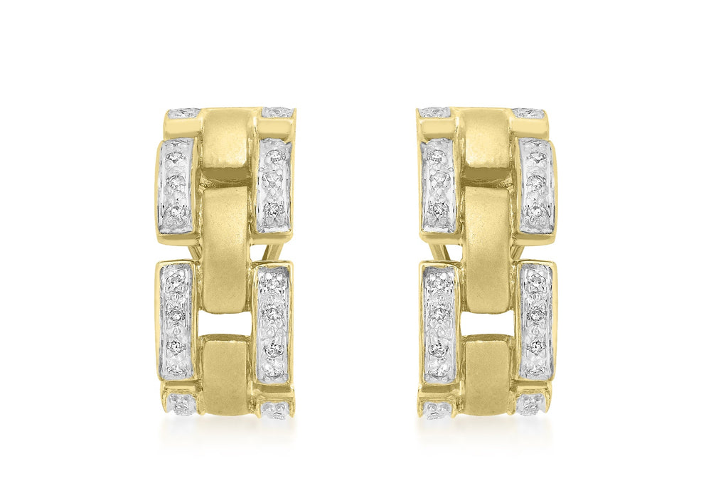 9ct Yellow Gold 0.24t Diamond Link Earrings