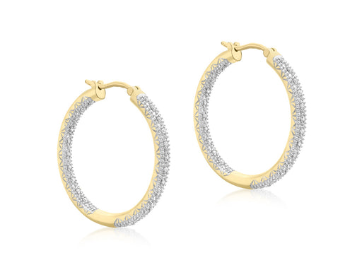 9ct Yellow Gold 0.25t Diamond 26mm Creole Earrings