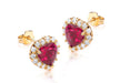 9ct Yellow Gold Red and White Zirconia  9mm x 9mm Heart Cluster Stud Earrings