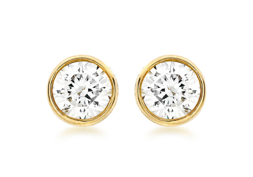 9ct Yellow Gold Zirconia  and Pave Set 6mm Stud Earrings