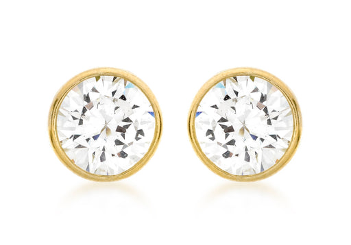 9ct Yellow Gold 7mm Zirconia  and Pave Set Stud Earrings