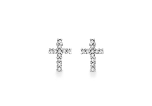 9ct Yellow Gold 0.10ct Diamond Cross Stud Earrings