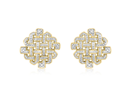 9ct Yellow Gold 0.05t Diamond Lattie Square Stud Earrings