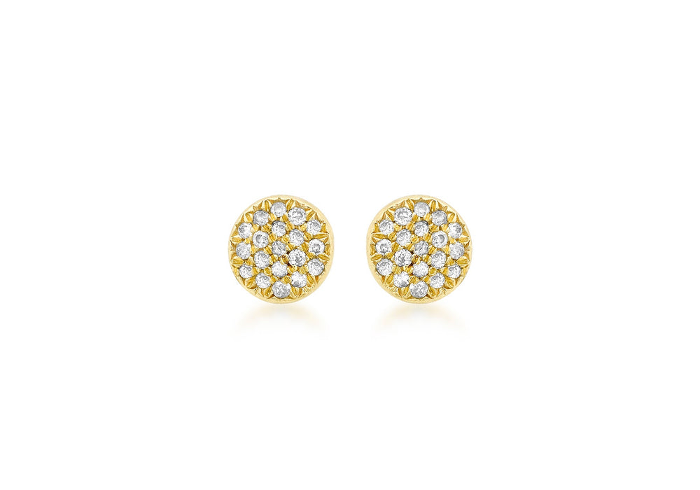 9ct Yellow Gold 0.10ct Diamond Pave Set 5mm Round Stud Earrings