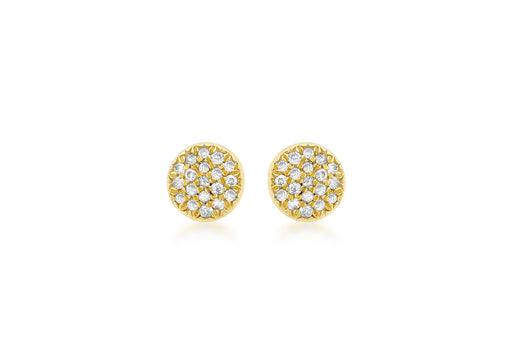 9ct Yellow Gold 0.10ct Diamond Pave Set 5mm Round Stud Earrings