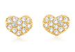 9ct Yellow Gold 0.10ct Diamond Pave Set 6mm x 4mm Heart Stud Earrings