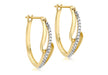 9ct Yellow Gold 0.12t Diamond V-Shaped 17mm Twist Creole Earrings