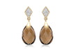 9ct Yellow Gold 0.04t Diamond and Smokey Quartz Teardrop Earrings