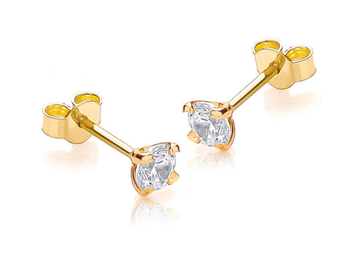 9ct Yellow Gold Round Zirconia  4mm Stud Earrings