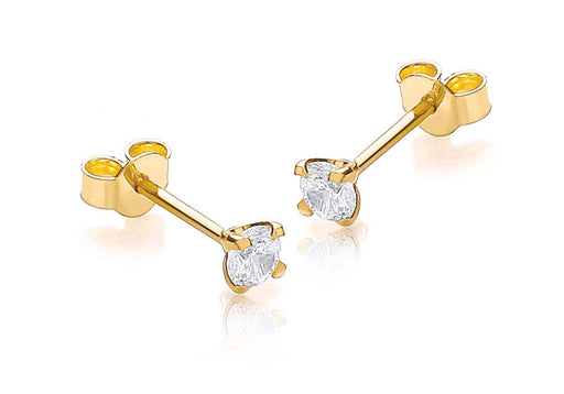 9ct Yellow Gold 3mm Round Zirconia  Stud Earrings