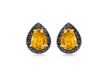 9ct Yellow Gold 0.23 Black Diamond and Teardrop   9mm x 11mm Stud Earrings