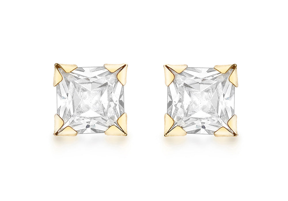 9ct Yellow Gold 3mm 4-Claw Zirconia  Stud Earrings