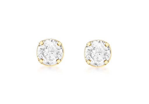 9ct Yellow Gold 4mm Round Zirconia  Stud Earrings