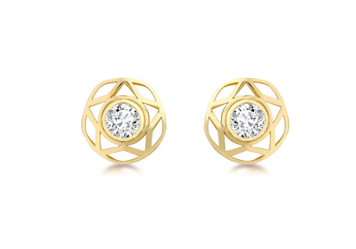 9ct Yellow Gold 10mm Zirconia  and Star Stud Earrings