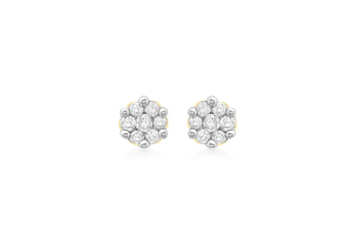 9ct Yellow Gold 0.25t Diamond Cluster 5mm Stud Earrings